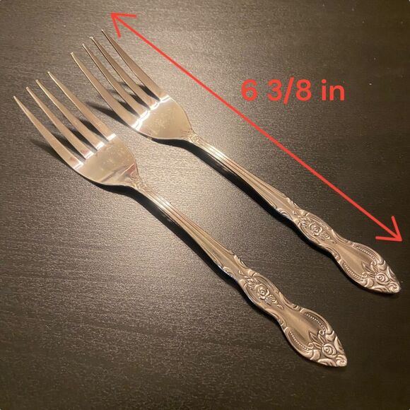 VTG LUSTREWARE Korea Stainless ROSE 7pc Flatware Fork Spoon Knife & Serving Fork - Picture 7 of 16